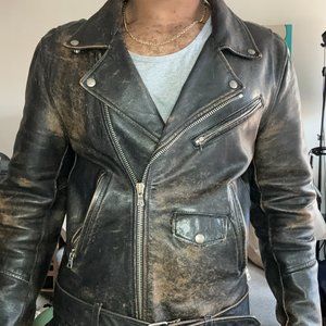 Buck Mason Battered Moto Jacket - Leather (Black / Brown)